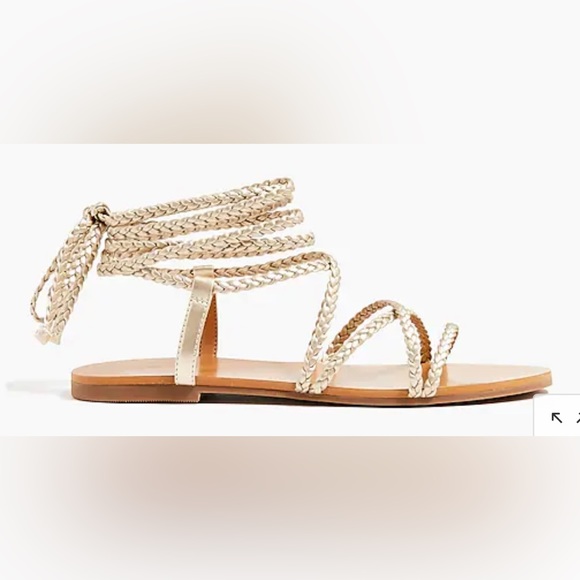 J. Crew Factory Shoes - J. Crew braided ankle-wrap sandals in gold metallic